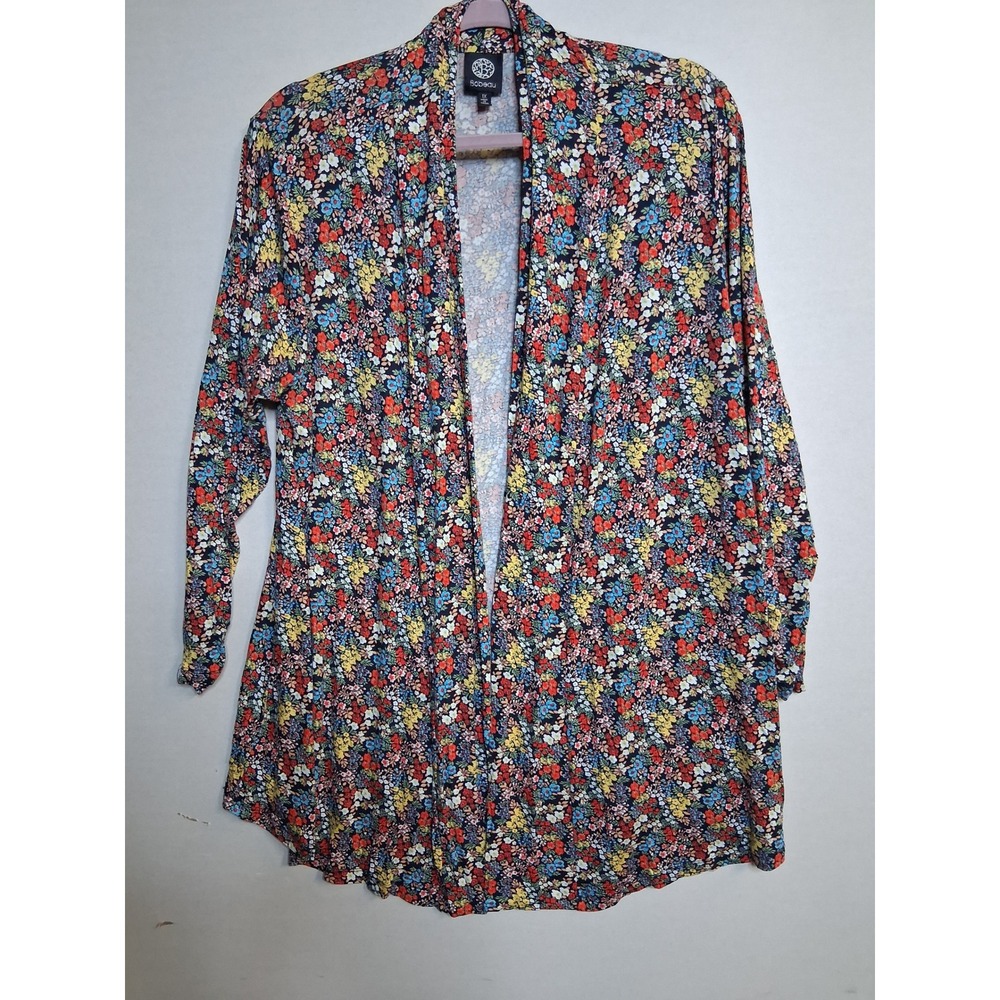 Robeau Womens 1X Floral Cardigan Open Front Long Sleeve Multicolor Ditsy Pr 1115 - Picture 3 of 7